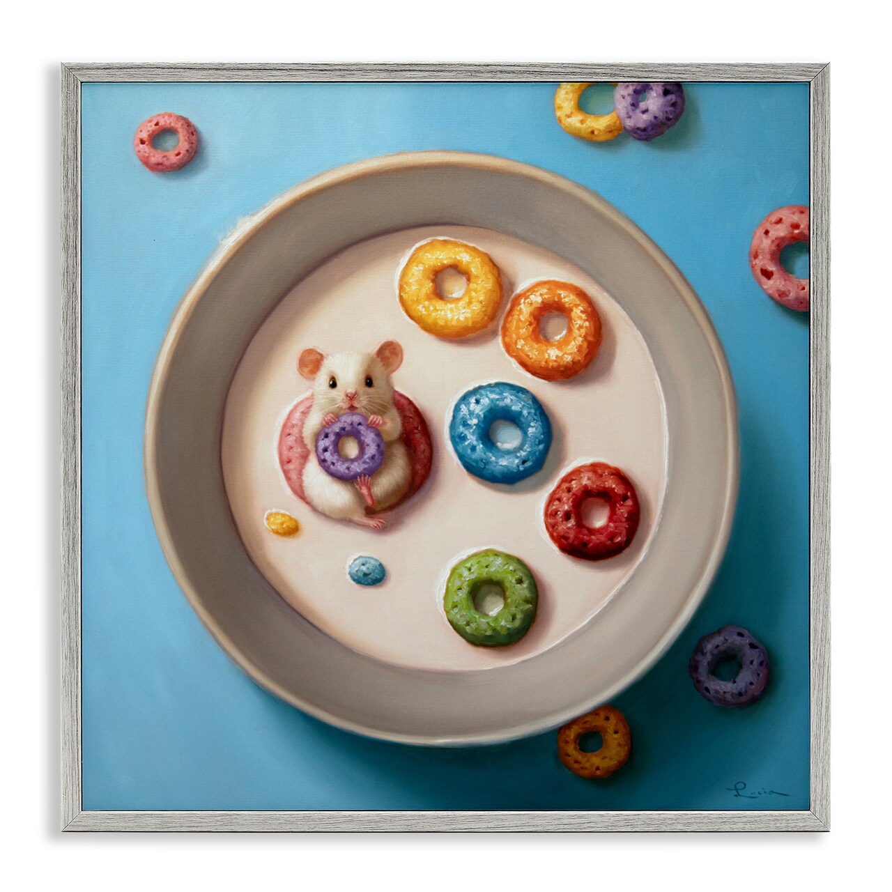 Stupell Industries Morning Dunk Cereal Mouse Framed Giclee, design by Lucia Heffernan